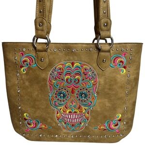 American Bling Sugar Skull‎ Rhinestone Studded Concealed Carry Purse